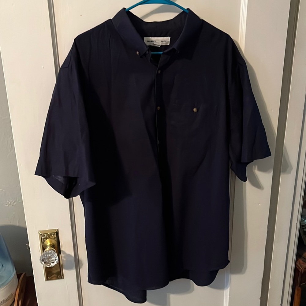 Old Navy Slim Fit 2XL Dark Blue Button Up T-shirt